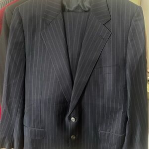 Men's Black Pinstripe Two-Button Blazer